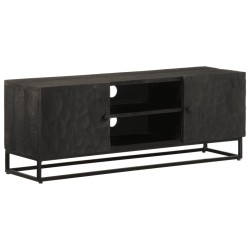 vidaXL Mueble de TV madera maciza de mango y hierro negro 110x30x40 cm