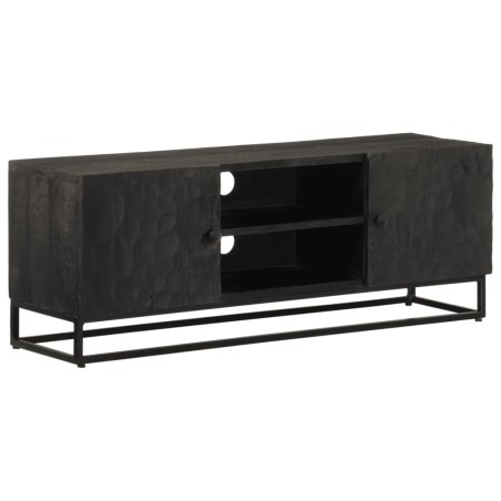 vidaXL Mueble de TV madera maciza de mango y hierro negro 110x30x40 cm