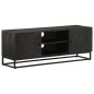 vidaXL Mueble de TV madera maciza de mango y hierro negro 110x30x40 cm