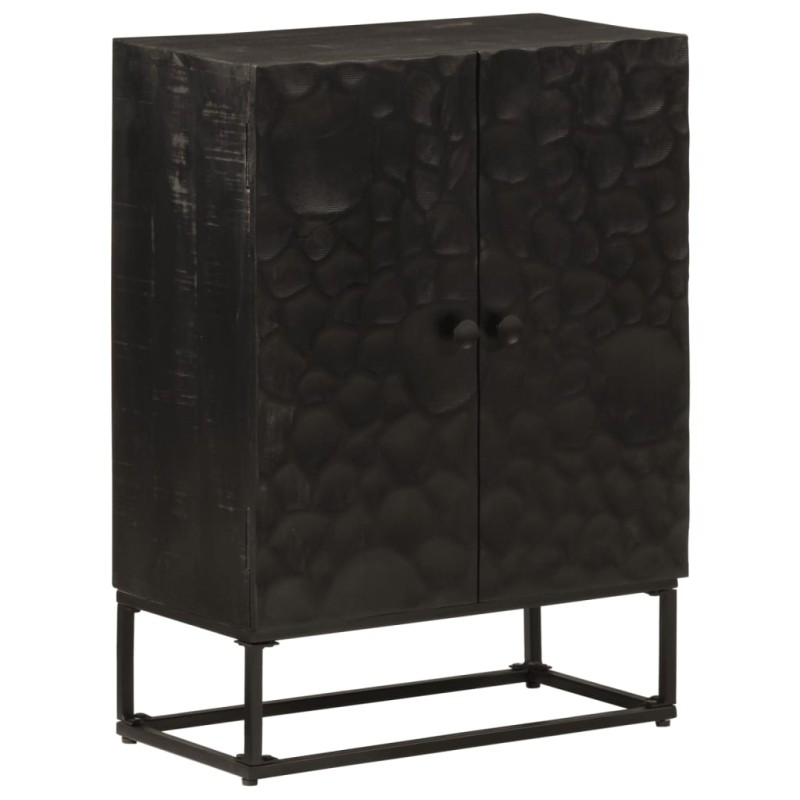 vidaXL Aparador de hierro y madera maciza de mango negro 55x30x76 cm