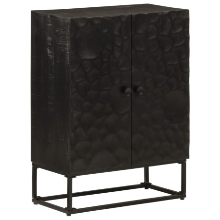 vidaXL Aparador de hierro y madera maciza de mango negro 55x30x76 cm