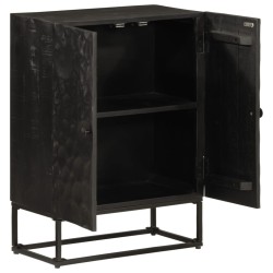 vidaXL Aparador de hierro y madera maciza de mango negro 55x30x76 cm