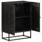vidaXL Aparador de hierro y madera maciza de mango negro 55x30x76 cm