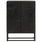 vidaXL Aparador de hierro y madera maciza de mango negro 55x30x76 cm