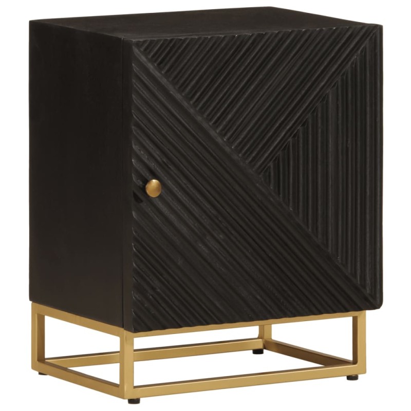 vidaXL Mesita de noche madera maciza mango y hierro negro 40x30x50 cm vidaXL Mesita de noche madera maciza mango y hierro negro 40x30x50 cm