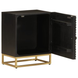 vidaXL Mesita de noche madera maciza mango y hierro negro 40x30x50 cm