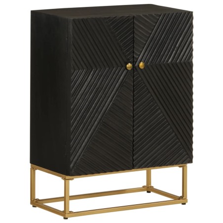 vidaXL Aparador de hierro y madera maciza de mango negro 55x30x76 cm