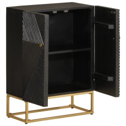 vidaXL Aparador de hierro y madera maciza de mango negro 55x30x76 cm