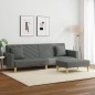 vidaXL Sofá cama de 2 plazas con almohadas y taburete tela gris oscuro vidaXL Sofá cama de 2 plazas con almohadas y taburete tela gris oscuro