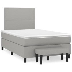 vidaXL Cama box spring con colchón tela gris claro 120x190 cm