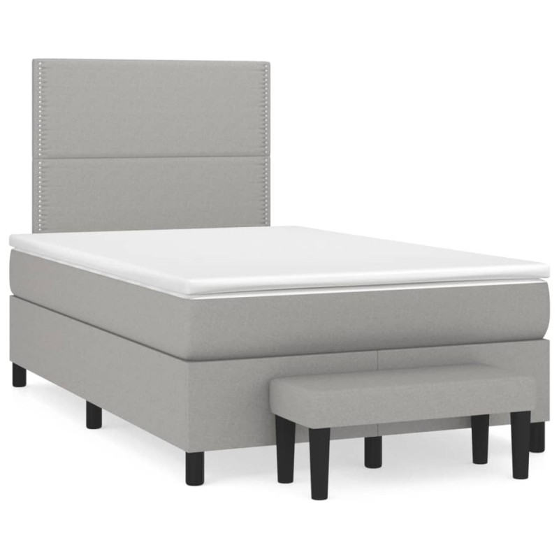 vidaXL Cama box spring con colchón tela gris claro 120x190 cm vidaXL Cama box spring con colchón tela gris claro 120x190 cm