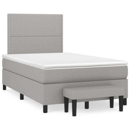 vidaXL Cama box spring con colchón tela gris claro 120x190 cm