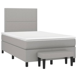 vidaXL Cama box spring con colchón tela gris claro 120x190 cm
