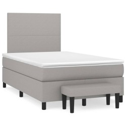 vidaXL Cama box spring con colchón tela gris claro 120x190 cm