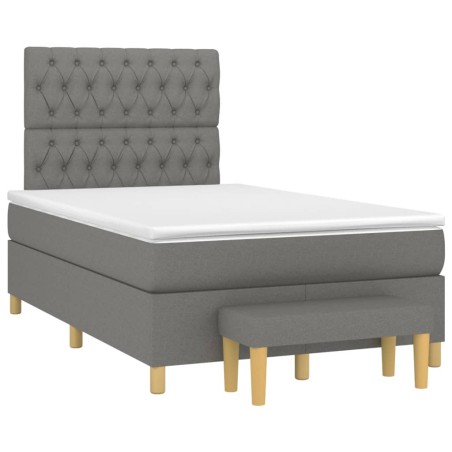 vidaXL Cama box spring con colchón tela gris oscuro 120x190 cm