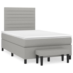 vidaXL Cama box spring con colchón tela gris claro 120x190 cm