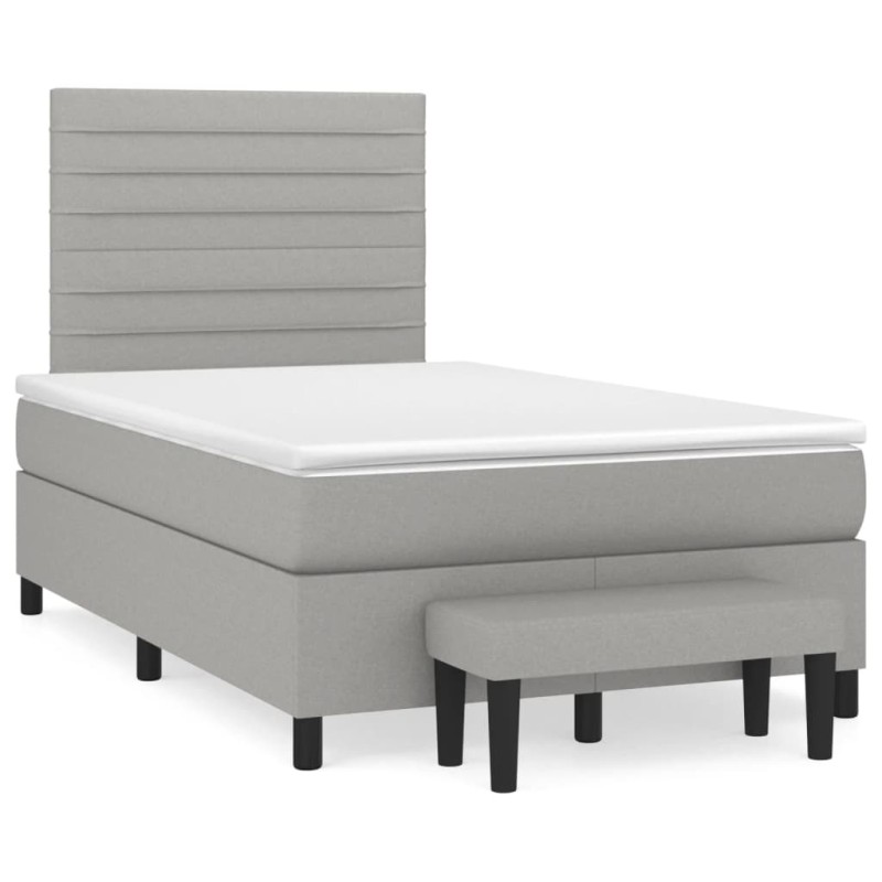 vidaXL Cama box spring con colchón tela gris claro 120x190 cm vidaXL Cama box spring con colchón tela gris claro 120x190 cm