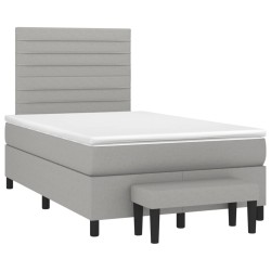 vidaXL Cama box spring con colchón tela gris claro 120x190 cm
