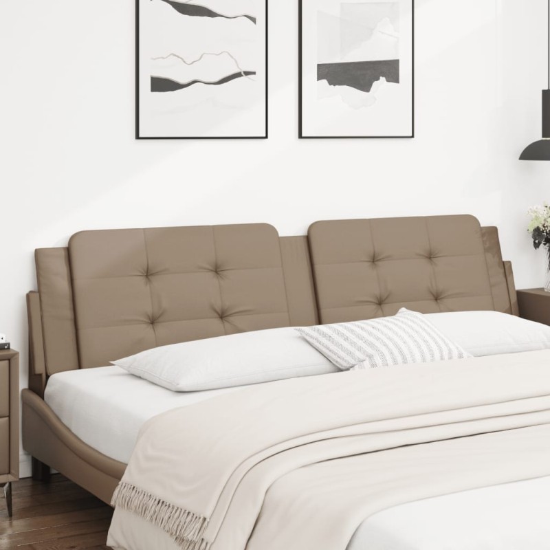 vidaXL Cabecero de cama acolchado cuero sintético capuchino 200 cm vidaXL Cabecero de cama acolchado cuero sintético capuchino 200 cm