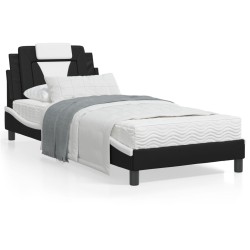 vidaXL Cama con colchón cuero sintético negro y blanco 80x200 cm