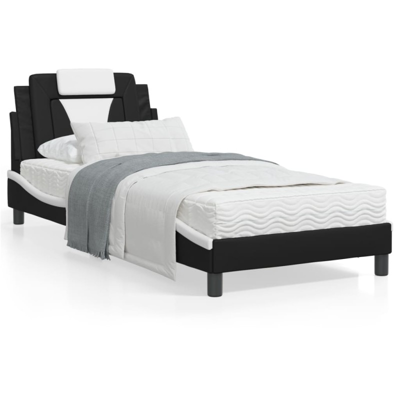 vidaXL Cama con colchón cuero sintético negro y blanco 80x200 cm vidaXL Cama con colchón cuero sintético negro y blanco 80x200 cm