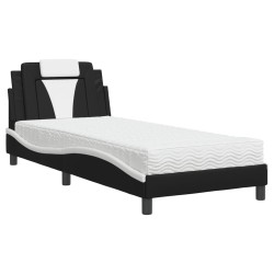 vidaXL Cama con colchón cuero sintético negro y blanco 80x200 cm