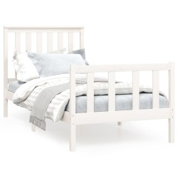 vidaXL Estructura de cama con cabecero madera de pino blanca 90x200 cm