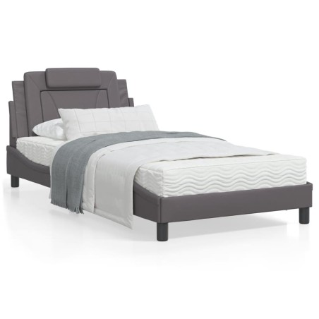 vidaXL Cama con colchón cuero sintético gris 100x200 cm