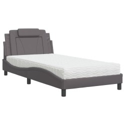 vidaXL Cama con colchón cuero sintético gris 100x200 cm
