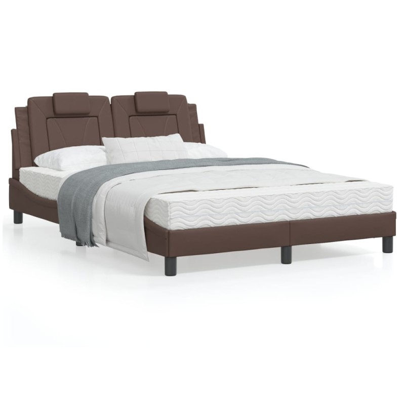 vidaXL Cama con colchón cuero sintético marrón 120x200 cm vidaXL Cama con colchón cuero sintético marrón 120x200 cm