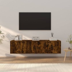 vidaXL Set de muebles de TV 3 pzas madera contrachapada roble ahumado