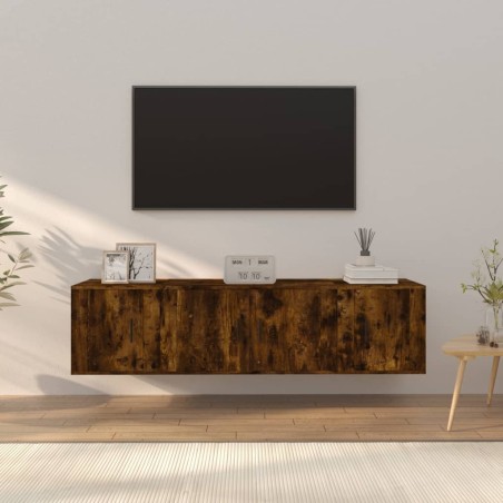 vidaXL Set de muebles de TV 3 pzas madera contrachapada roble ahumado