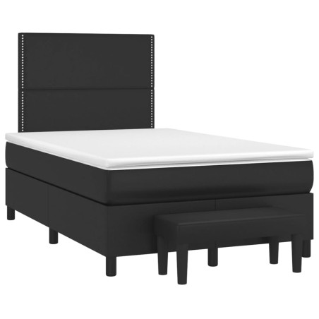 vidaXL Cama box spring con colchón cuero sintético negro 120x190 cm