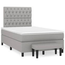 vidaXL Cama box spring con colchón tela gris claro 120x190 cm
