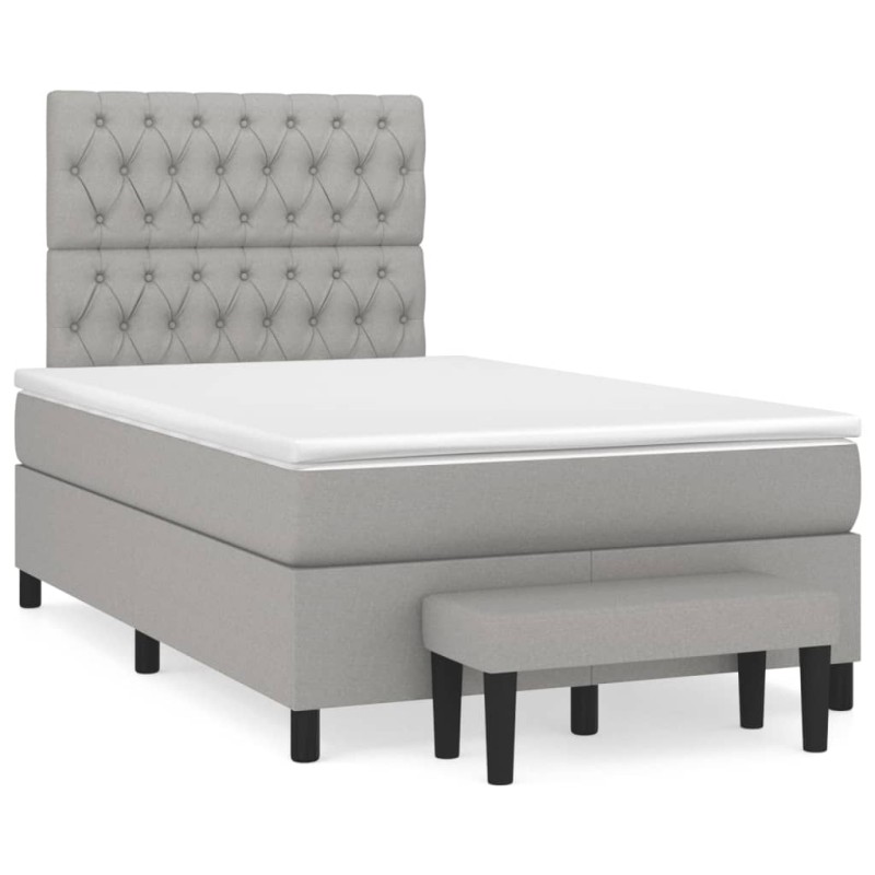 vidaXL Cama box spring con colchón tela gris claro 120x190 cm