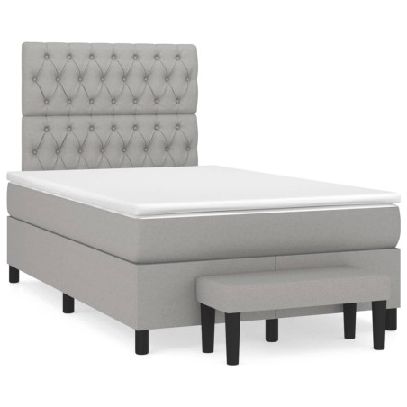 vidaXL Cama box spring con colchón tela gris claro 120x190 cm