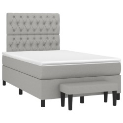vidaXL Cama box spring con colchón tela gris claro 120x190 cm