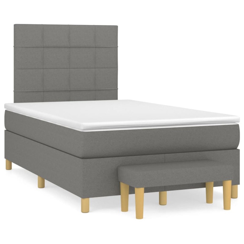 vidaXL Cama box spring con colchón tela gris oscuro 120x190 cm vidaXL Cama box spring con colchón tela gris oscuro 120x190 cm
