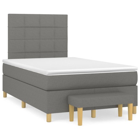 vidaXL Cama box spring con colchón tela gris oscuro 120x190 cm