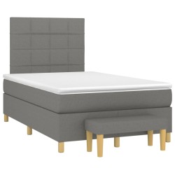 vidaXL Cama box spring con colchón tela gris oscuro 120x190 cm