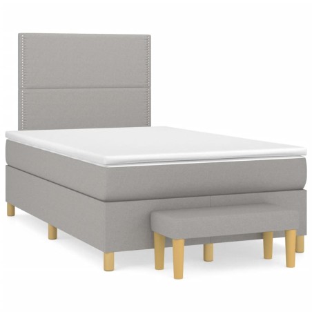 vidaXL Cama box spring con colchón tela gris claro 120x190 cm