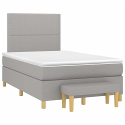 vidaXL Cama box spring con colchón tela gris claro 120x190 cm