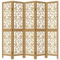 vidaXL Biombo separador de 5 paneles madera maciza paulownia marrón vidaXL Biombo separador de 5 paneles madera maciza paulownia marrón