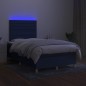 vidaXL Cama box spring con colchón y luces LED tela azul 120x190 cm vidaXL Cama box spring con colchón y luces LED tela azul 120x190 cm