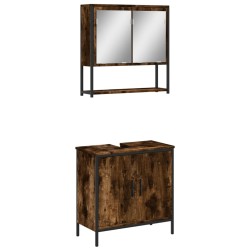 vidaXL Set de muebles baño 2 pzas madera contrachapada roble ahumado