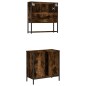 vidaXL Set de muebles baño 2 pzas madera contrachapada roble ahumado vidaXL Set de muebles baño 2 pzas madera contrachapada roble ahumado