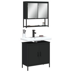 vidaXL Juego de muebles de baño 2 pzas madera contrachapada negro
