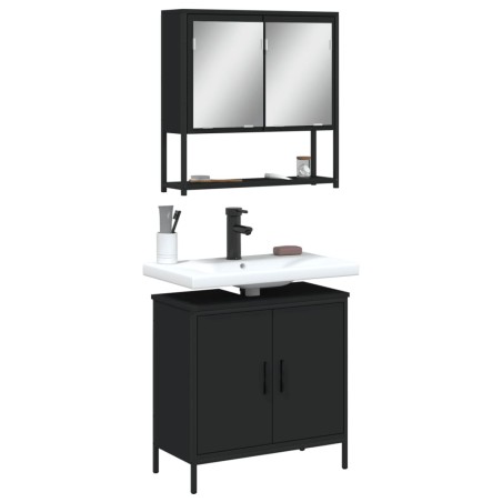 vidaXL Juego de muebles de baño 2 pzas madera contrachapada negro