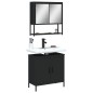 vidaXL Juego de muebles de baño 2 pzas madera contrachapada negro