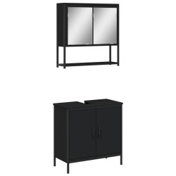 vidaXL Juego de muebles de baño 2 pzas madera contrachapada negro